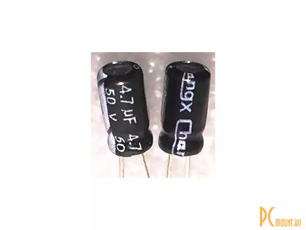 Конденсатор электролитический 4.7мкФ 50В, Chongx, 4x7, 105°C