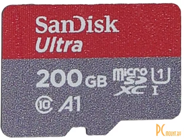 Карта памяти MicroSDXC, 200GB, Сlass 10, UHS-I, SanDisk SDSQUAR-200G-GN6MA